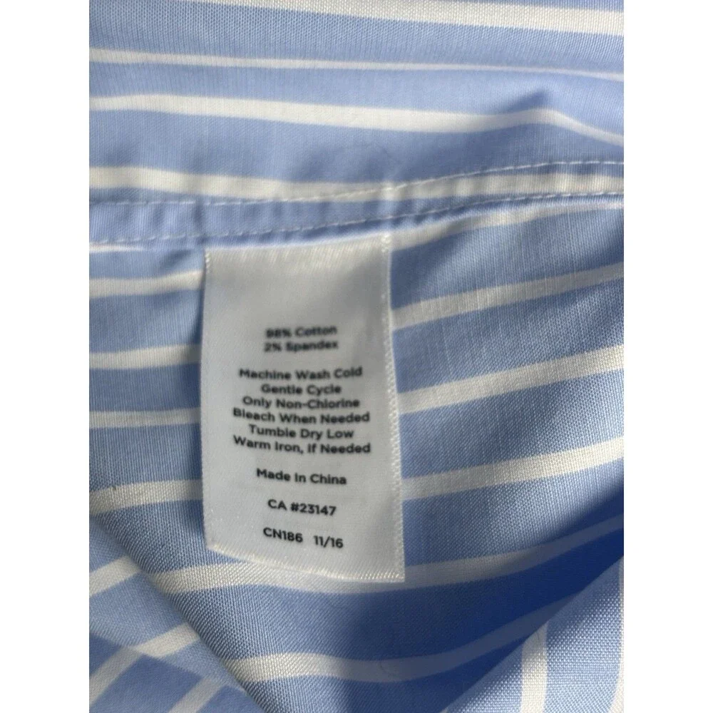 Talbots Shirt Women’s 6 Blue White Striped Slvless Button Collared 100 % Cotton - Picture 8 of 8
